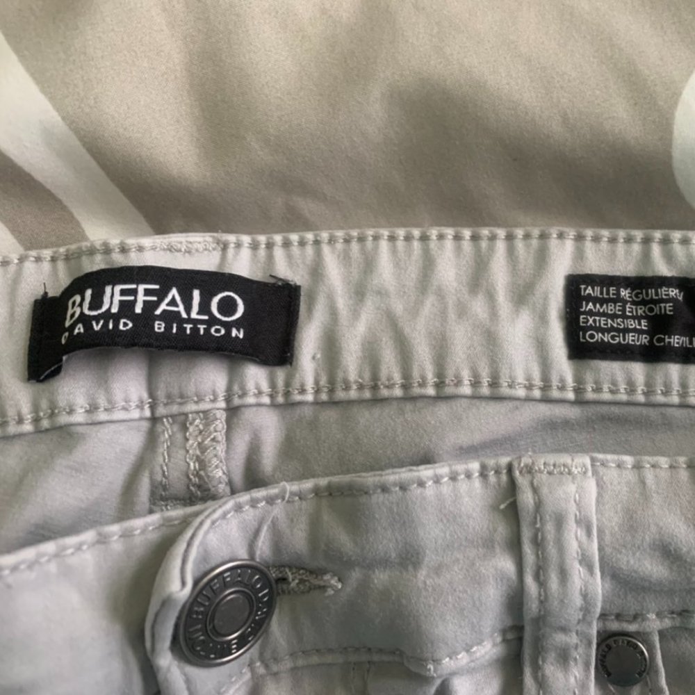 Buffalo Pants by David Bitton, Ankle Grazer Stretch Skinny Mid-Rise, Gray, Soft